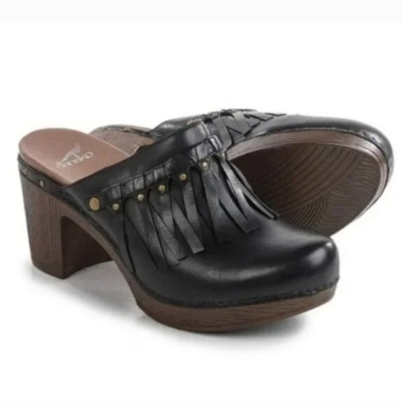 Dansko Women Deni Fringe Mary Jane Clog Mule Heels Fringe Shoes Sz 41/10.5-11 - Picture 1 of 15